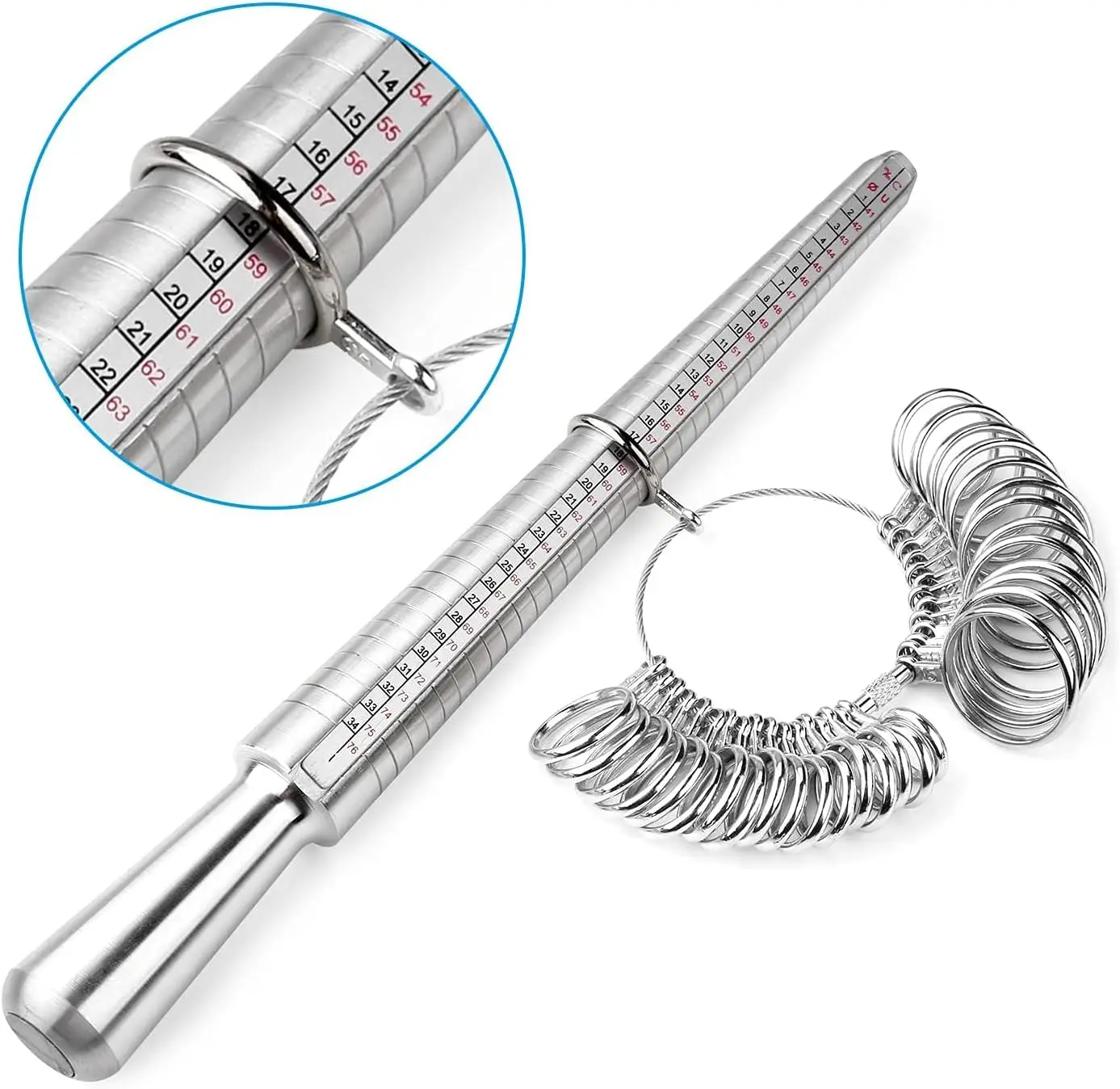 

4 Scale Ring Sizer Gauge US/EU/HK/JP Aluminum Alloy Finger Measuring Tool for Jewelry Making Men and Women