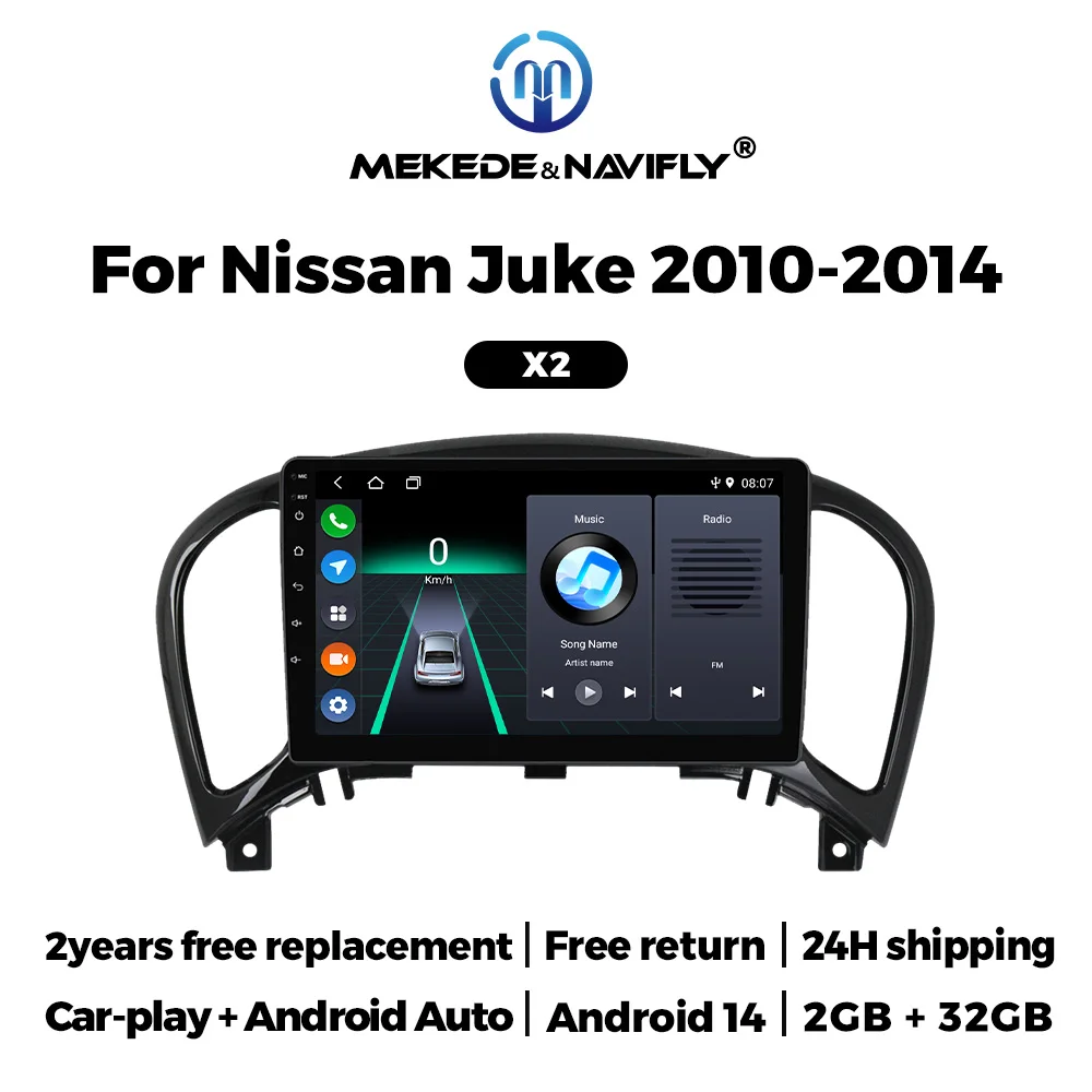 

MEKEDE&NAVIFLY For Nissan Juke YF15 2010-2014 9'' IPS Screen Car Radio Multimedia Video Player Carplay Auto GPS Stereo Head Unit