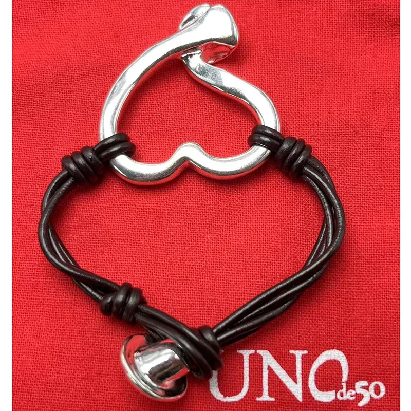 Luxury 2023 New UNOde50 Bestselling Simple Creative Exquisite Leather Cord Heart Bracelet in Spain Women's Romantic Jewelry Gift