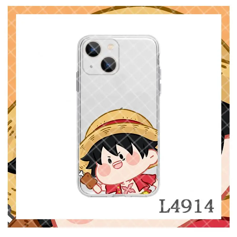 anime mobile phone case kawaii One Piece girl decorate Transparent protective case Cartoon Portable Surrounding Gift wholesale