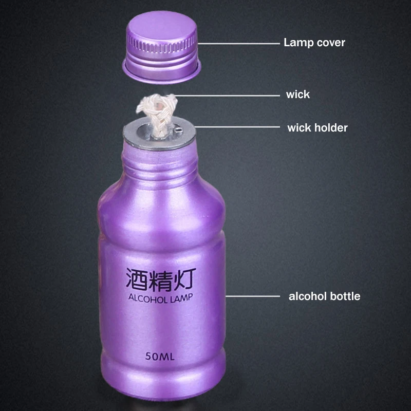 50ML Alcohol Burner Lamp Aluminum Alloy Portable Stove for School Chemistry Lab Experiment view 6