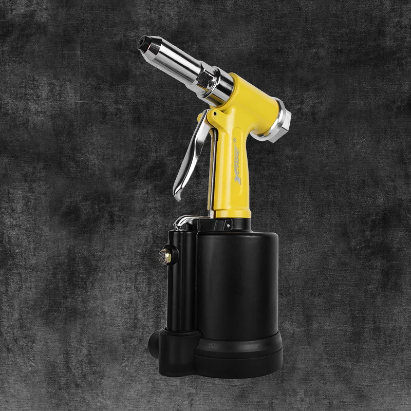 

W56 Yellow Heavy-Duty Pneumatic-Hydraulic Riveter (2.4-6.4mm Capacity) - 3917 lbf Pull Force Air Rivet Gun for DIY & Industrial