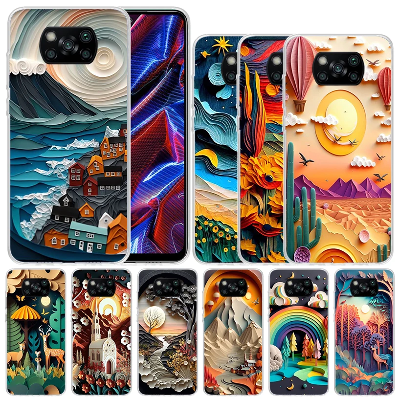 Natural Trees in Mountain Ranges Soft Cover for Xiaomi Poco X5 Pro X4 Gt X3 Nfc M5S Print Phone Case M4 M3 M2 F3 F2 F1 Mi Note 1