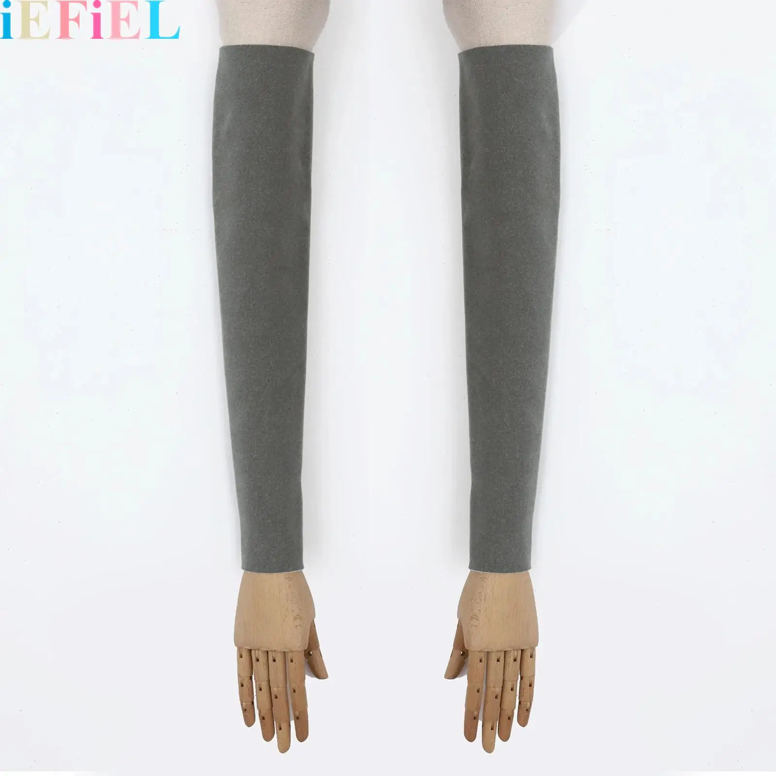 Over Elbow Warm Arm Warmers Thick Velvet Lined Long Soft Solid Color Sports Arm Guard Cover False Sleeve for Adults