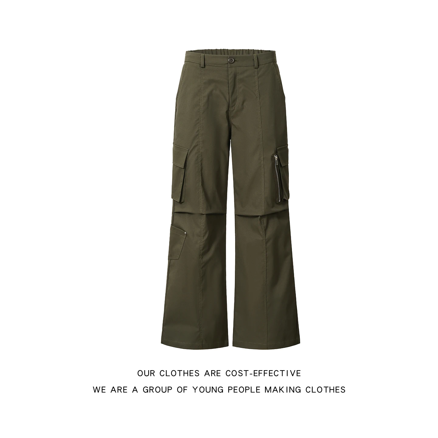 

American Street Sle Multi-ket Work Pants Loose Straight Leg Trendy Casual Wide Leg A-Line Paratrooper Trousers for Men