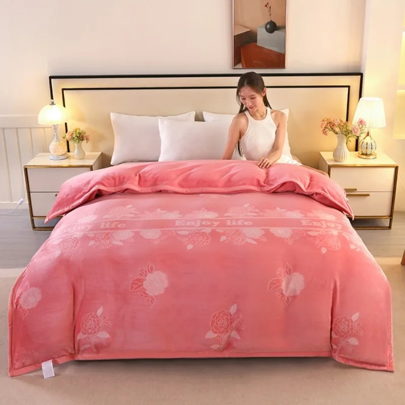 2025 new carved fleece milk fleece single quilt cover high-end quilt cover thickened warm without pillowcase and sheet