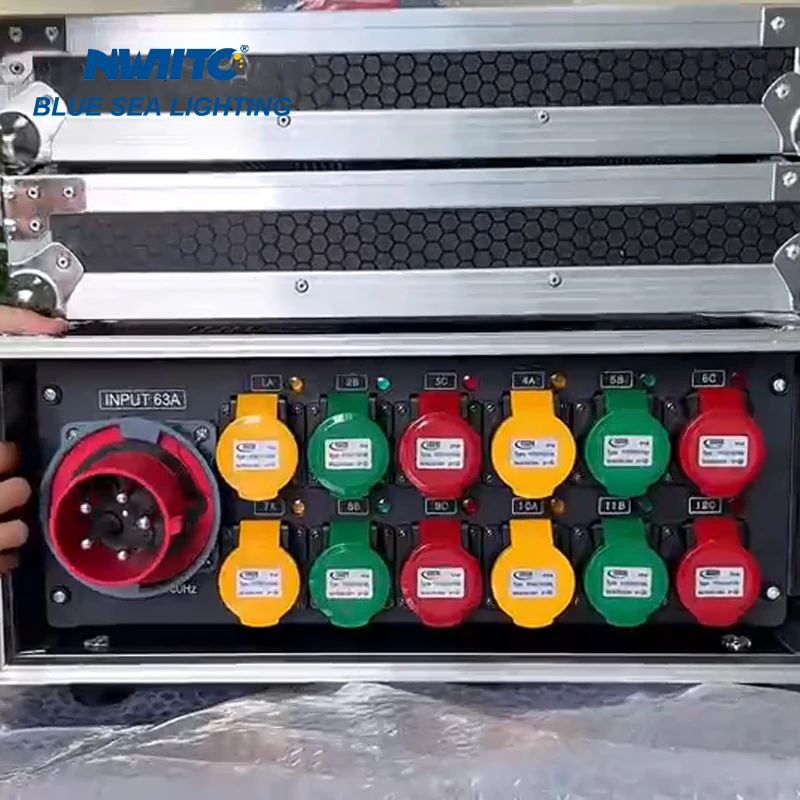 ポータブル63A 5ピン入力12路16A防水出力電源分配器パワーボックス電源分配