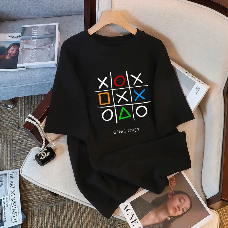 Premium Cotton Women's T-shirt Guangzhou Thirteenth Factory Creative Commuter Style Loose Fit Short Sleeve round Neck