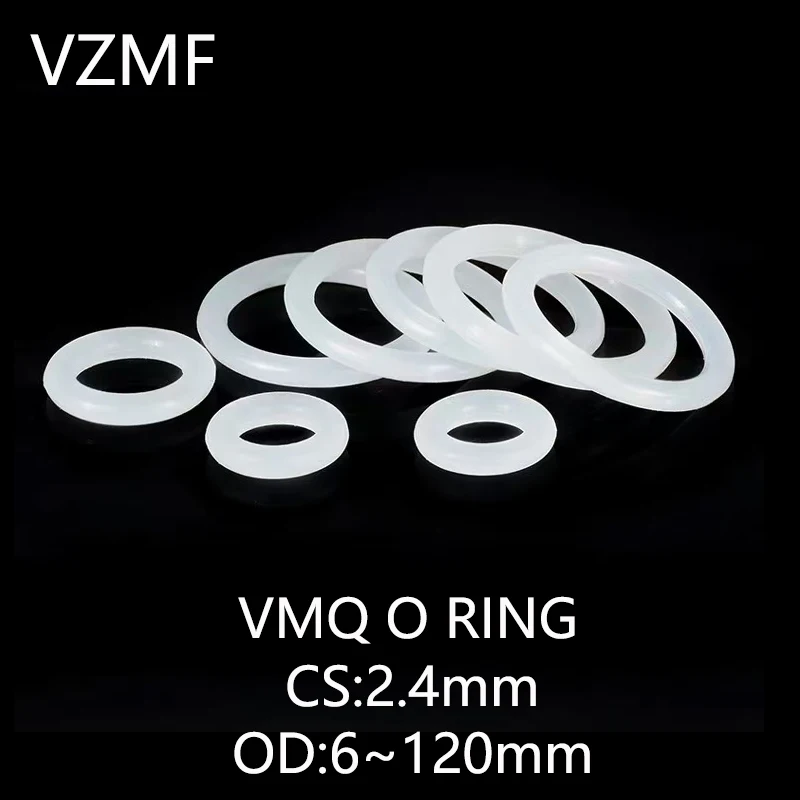 

VMQ O RING CS 2.4mm OD 6~120mm White Silicone Sealing Ring Food Grade Silicone Insulation Shape Sealing O-ring Silicone Ring