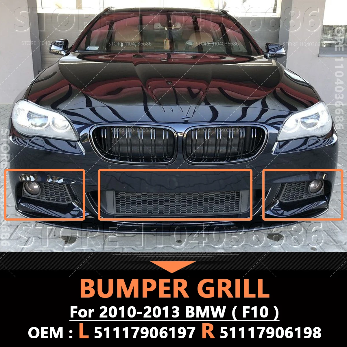 

Для 2010-2013 F10 BMW 528i 528iX 535i 535iX 550i 550iX Гибридная 5-бамперная решетка противотуманных фар 51117906197 51117906198 51117903894
