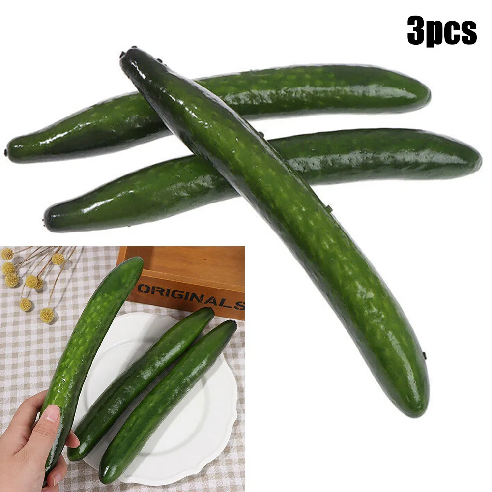 

D5 3Pcs Simulation Cucumber Kid Simulation Vegetable Toy Realistic No Withering Lifelike Vegetable Props Home Kitchen Decoration