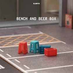 Kicarmod 1/64 Scale Model Small bench beer case model decoration in Scale for 1:64 Architectural Scenes and Car Models Scene