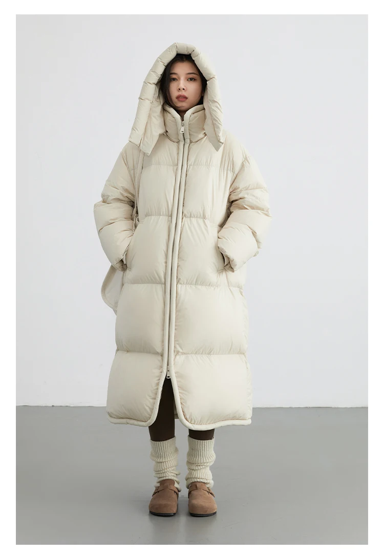 CHIC VEN Women Long Down Coats Hooked Loose New Solid Woman Down Jacket Thick Soft Warm Female Overcoat Autumn Winter 2025