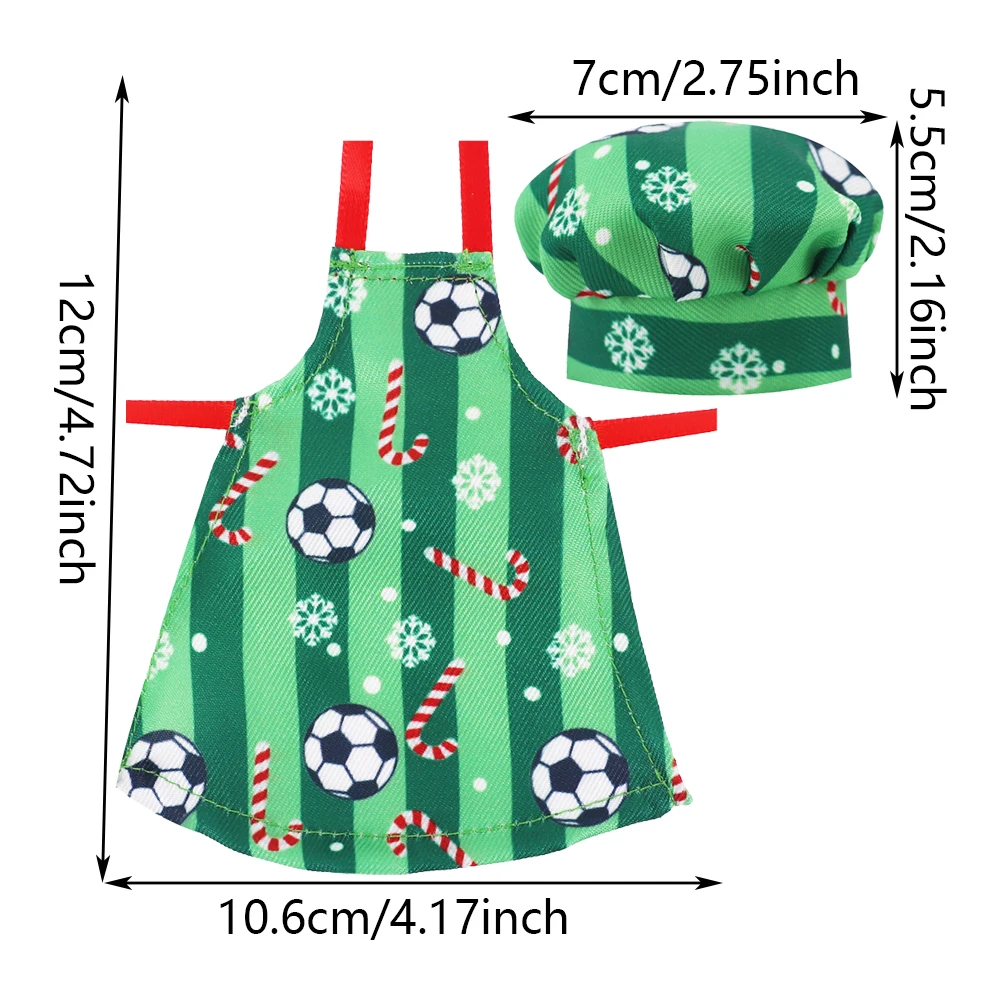 Fashion Doll Printing Apron Chef Hat Christmas Pattern Style 11.5Inch Barbis&30Cm Elf Doll Clothing Accessories,Girl\'s Toy Gift