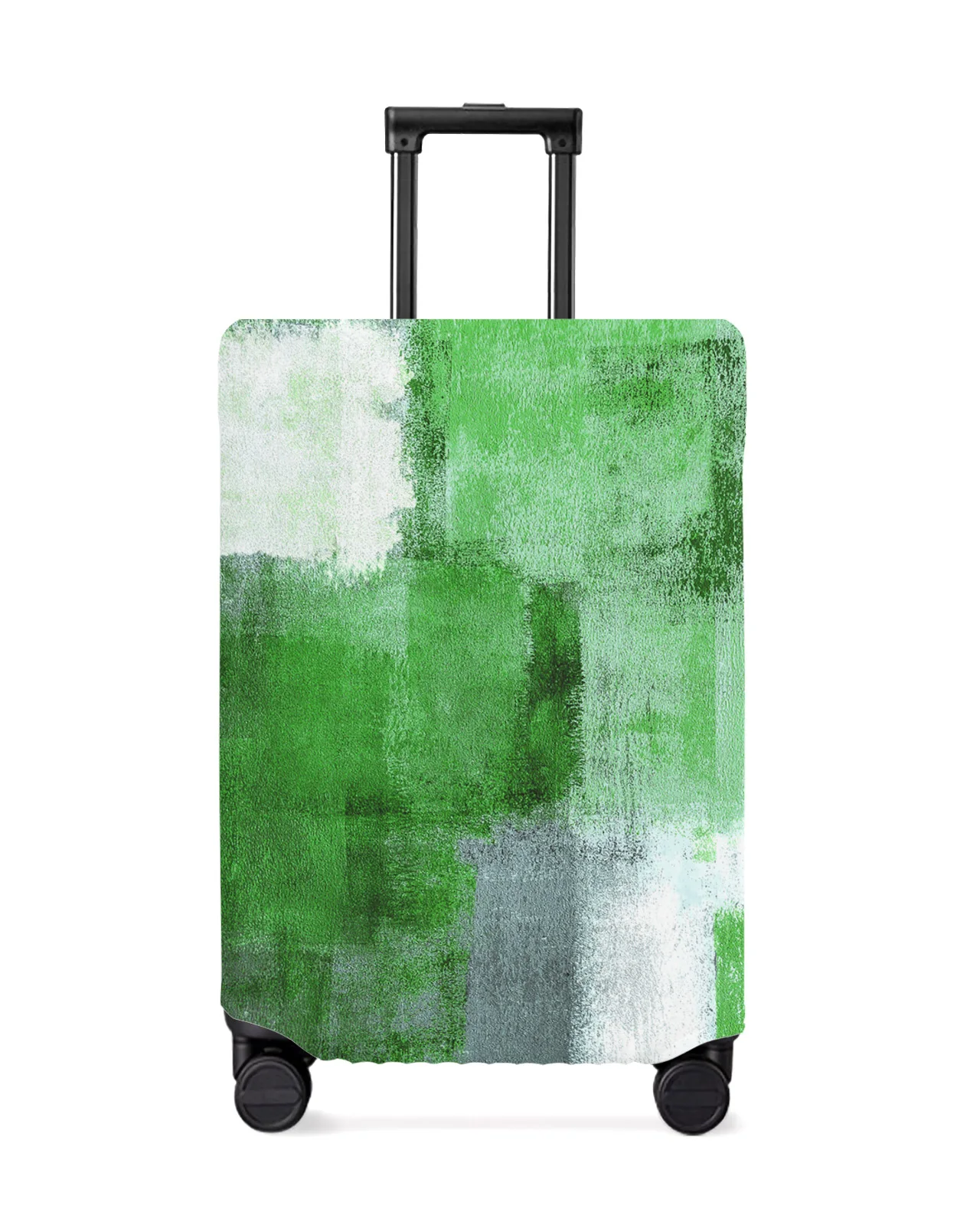 

Oil Painting Abstract Geometric Green Luggage Cover Stretch Baggage Protector Dust Cover for 18-32 Inch Travel Suitcase Case