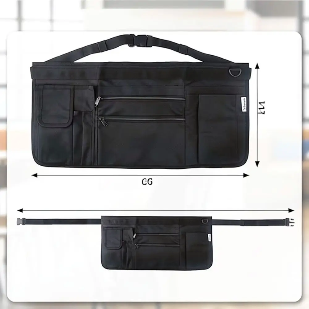 Oxford Cloth Waist Apron With Secure Zipper Pockets Multi Purpose Utility Pouch For Service Staff Daily Uniform Use