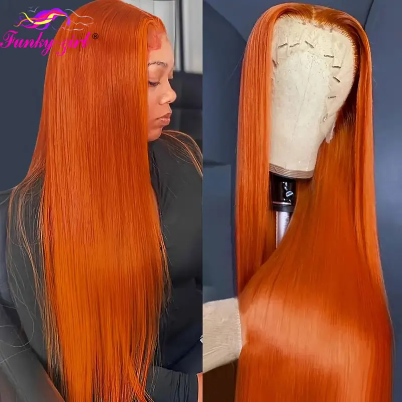 

350 Ginger Orange Lace Front Wigs For Human Hair Straight Hair Wig Pre Plucked Brazilian 13x4 Straight Lace Frontal Human Wigs