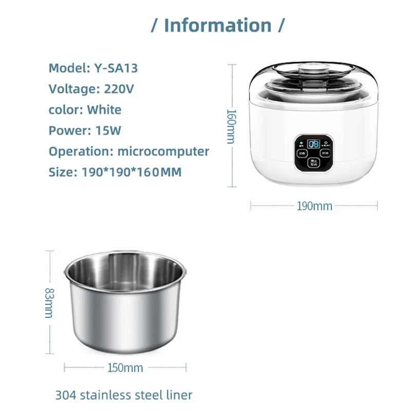 1.0L صانع الزبادي التلقائي مع الجرار المنزلية متعددة الوظائف آلة الزبادي الصغيرة الأرز النبيذ آلة ناتو لتقوم بها بنفسك أدوات الزبادي 220 فولت