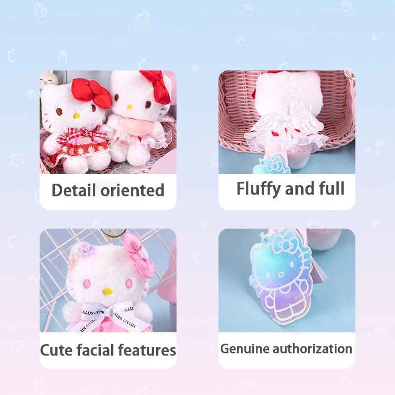 サンリオハローキティぬいぐるみキーホルダーバッグペンダントクロミシナモロール子供のおもちゃ女の子キーリングバックパック漫画ストラップ誕生日プレゼント