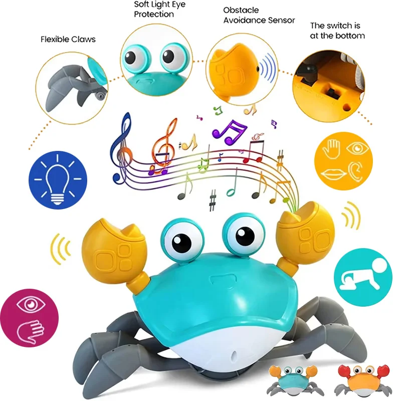 Crawling Crab Toys Light Music Crawling Fun Toys Electric Induction Escape Toy Pets Electronic Interactive Toy for Dogs and Cats
