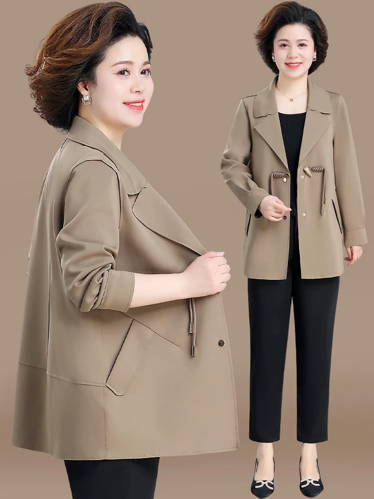 

Осенняя верхняя одежда: китайский стильный жакет большого размера для женщин среднего и старшего возраста, модная модель для весенне-осеннего сезона.