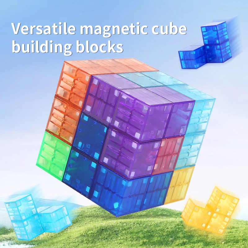 

3D Twist Building Block Fidget Toys Children Decompression Toy Transparent Magnetic Stress Relief Toy Stress Relief Toys Cube