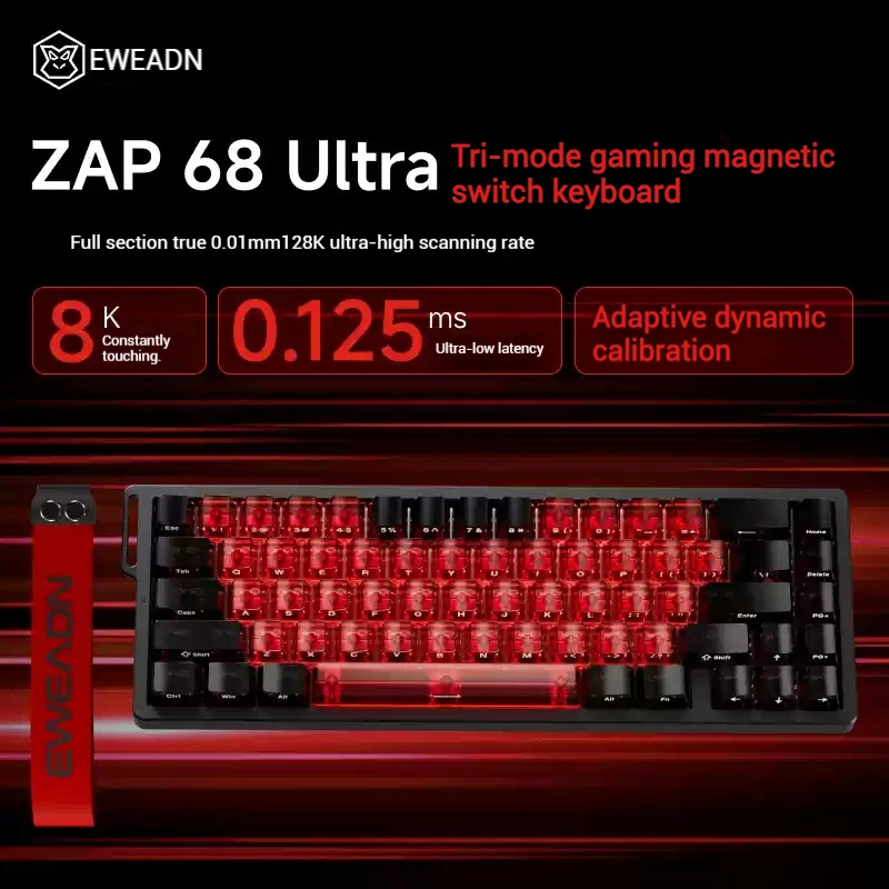 

EWEADN Zap68 Max Ultra Tri Mode 8K Return 128K Scanning Rate 0.125ms Latency Magnetic Axis Mechanical Keyboard Customization