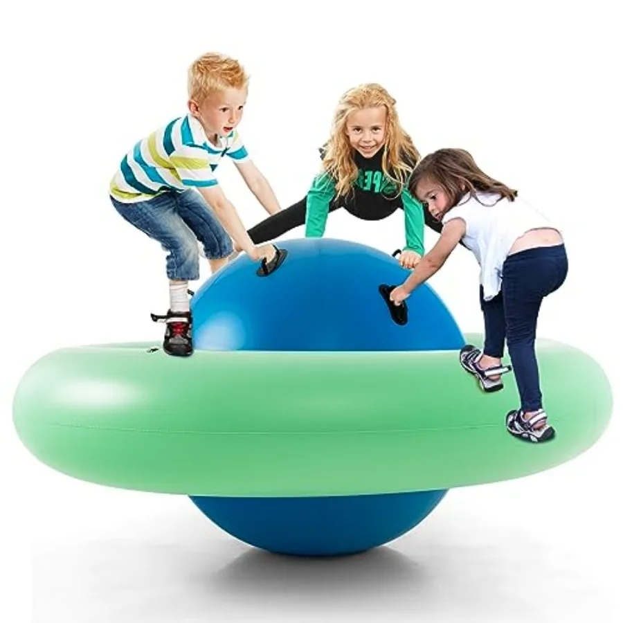 

Inflatable Dome Rocker Bouncer 88'' Rock and Roll Teeter Totter Seesaw with 6 Handles Blow Up Giant Rocking Ball Playground Equ