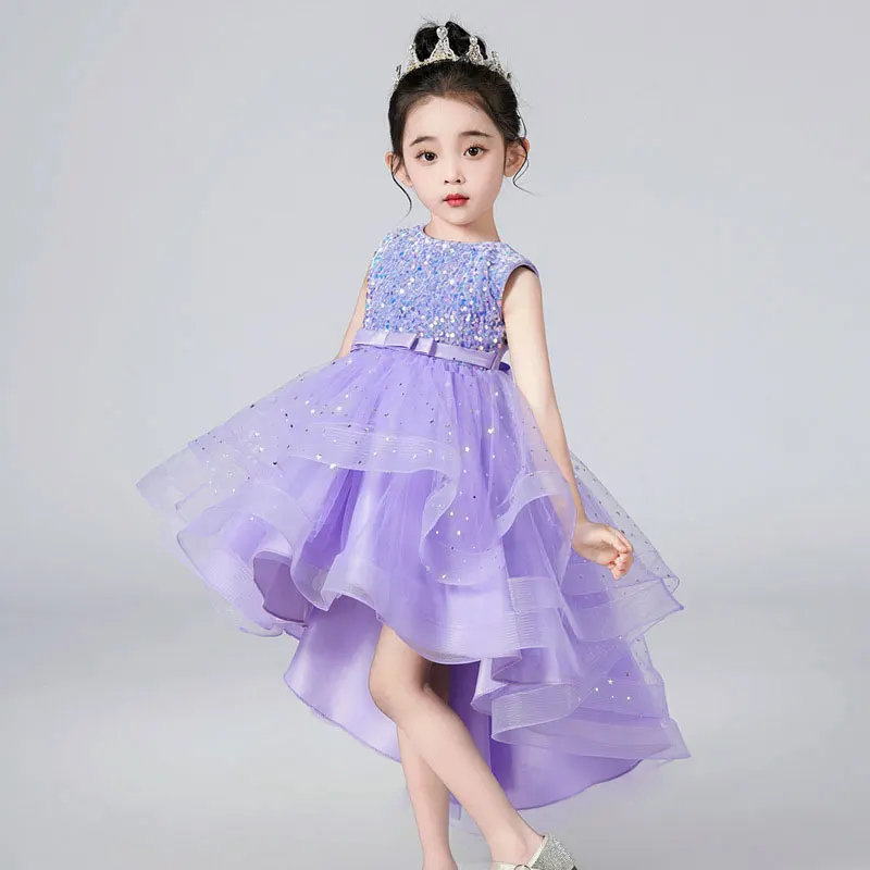 Summer Girls Sequin Dress Lace Sleeveless Girls Dresses for Party and Wedding Fashion Kids Clothes Girl Evening Gown 3-14 Years