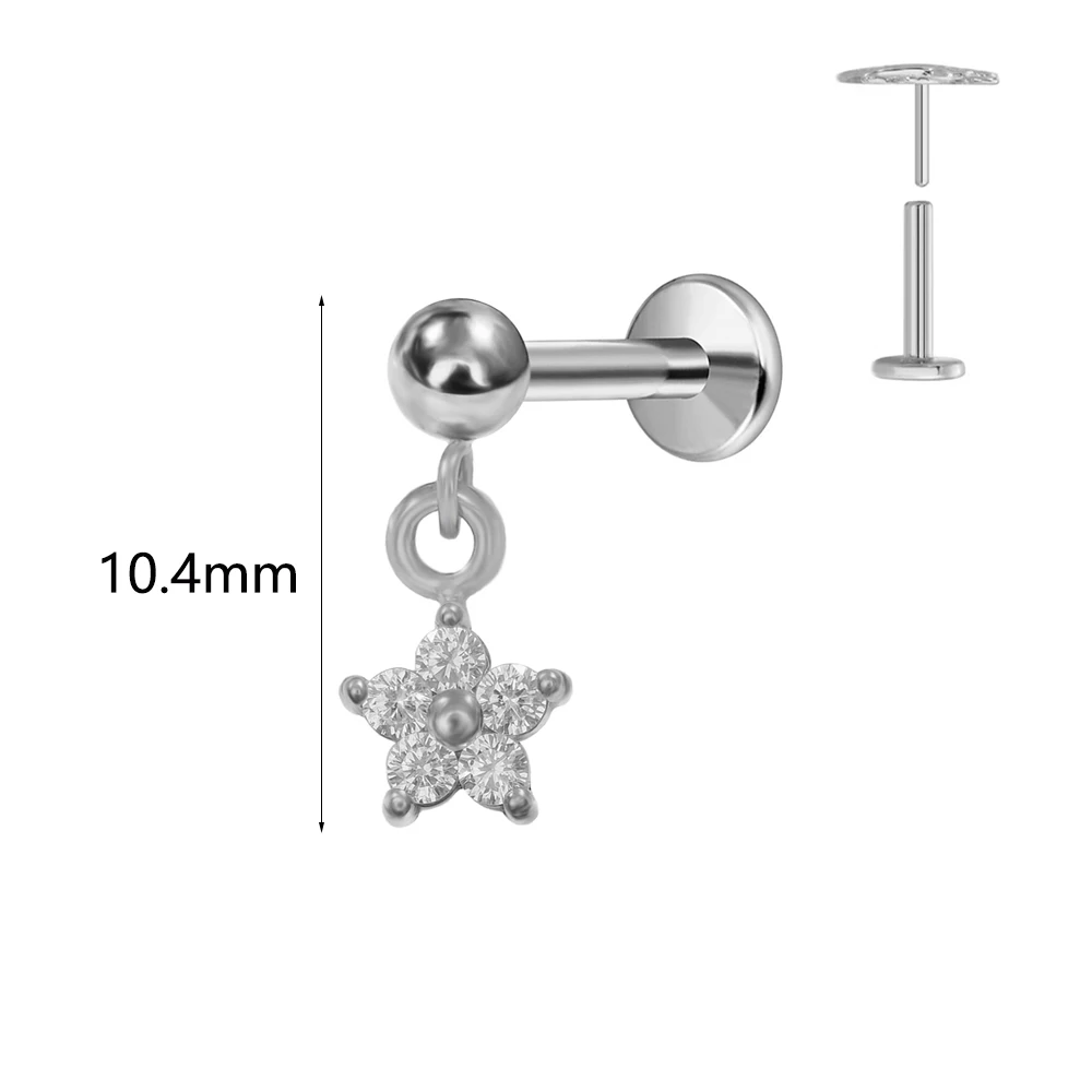 G23 Titanium Water Drop CZ Labret Piercing Earring Stud