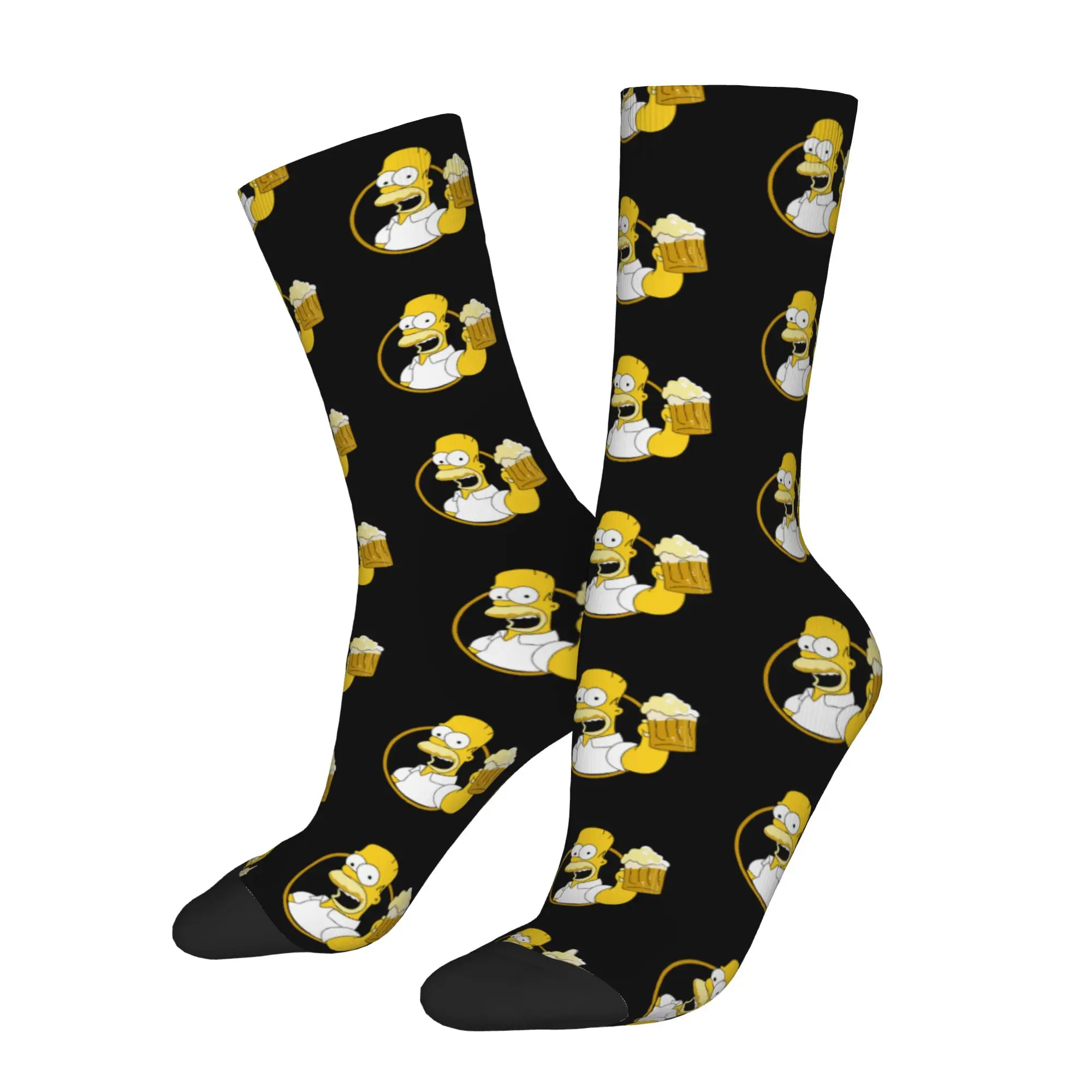Autumn Winter Funny Men's Women's Cartoon S-Simpsons Socks  Sweat Absorbing Basketball Socks