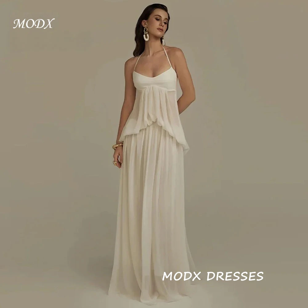 MODX lvory Chiffon Pleat Wedding Dress Sleeveless A-line Bridal Gowns Women's Maxi Classic Customized Vestidos De Novia 2026