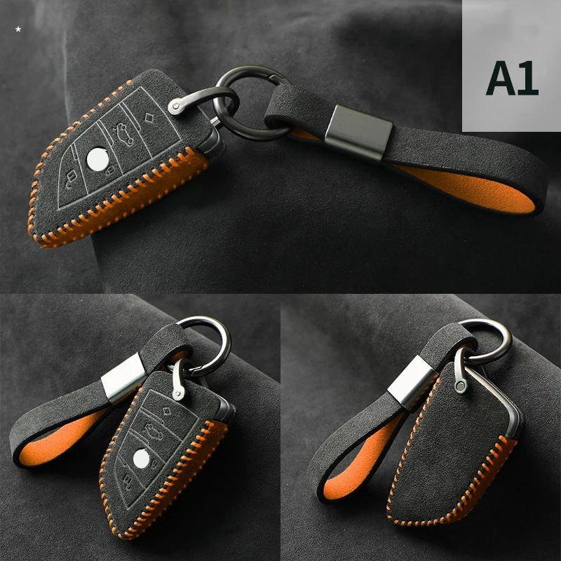 Luxury Suede Leather Car Remote Key Case Cover for BMW X1 X3 X5 X6 X7 F20 F15 F16 F48 G20 G30 Auto Keybag Protection Cover Shell