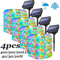 4pcs Outdoor Led Solar String Light Fairy String Christmas Tree Decor Lighting for Wedding Festival Party Garden Xmas Halloween