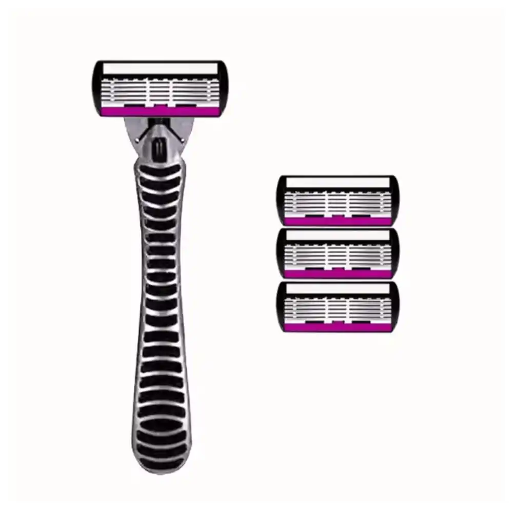 

Классическая бритва с 6 лезвиями, набор бритв, лезвие из нержавеющей стали, ручная безопасная бритва, многоразовое лезвие, силиконовый противоскользящий слой.