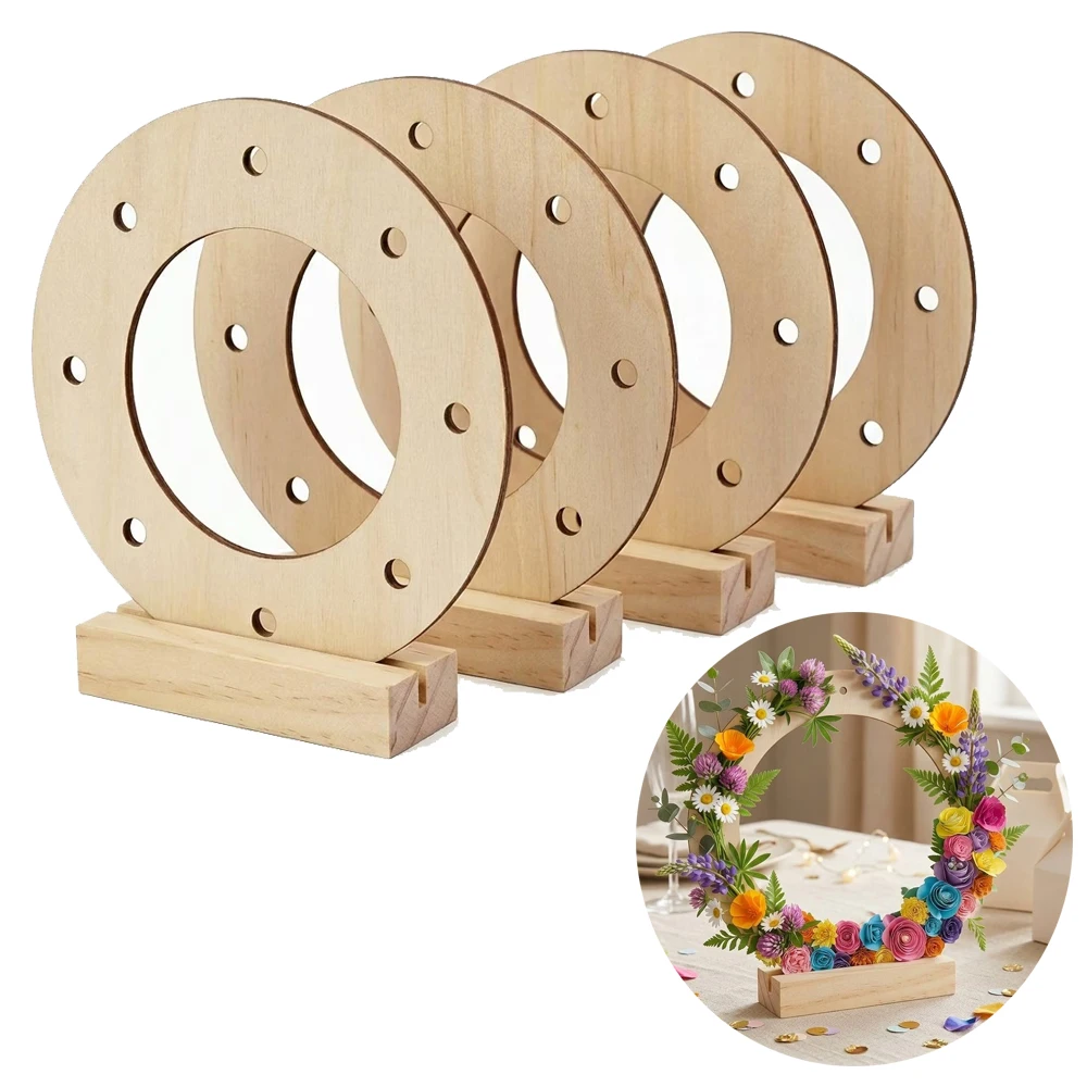 2 piezas de aro para corona con orificios precortados, anillos de madera sin terminar, marco de corona de madera de pino natural para decoración del hogar DIY, para temporada y festividades.