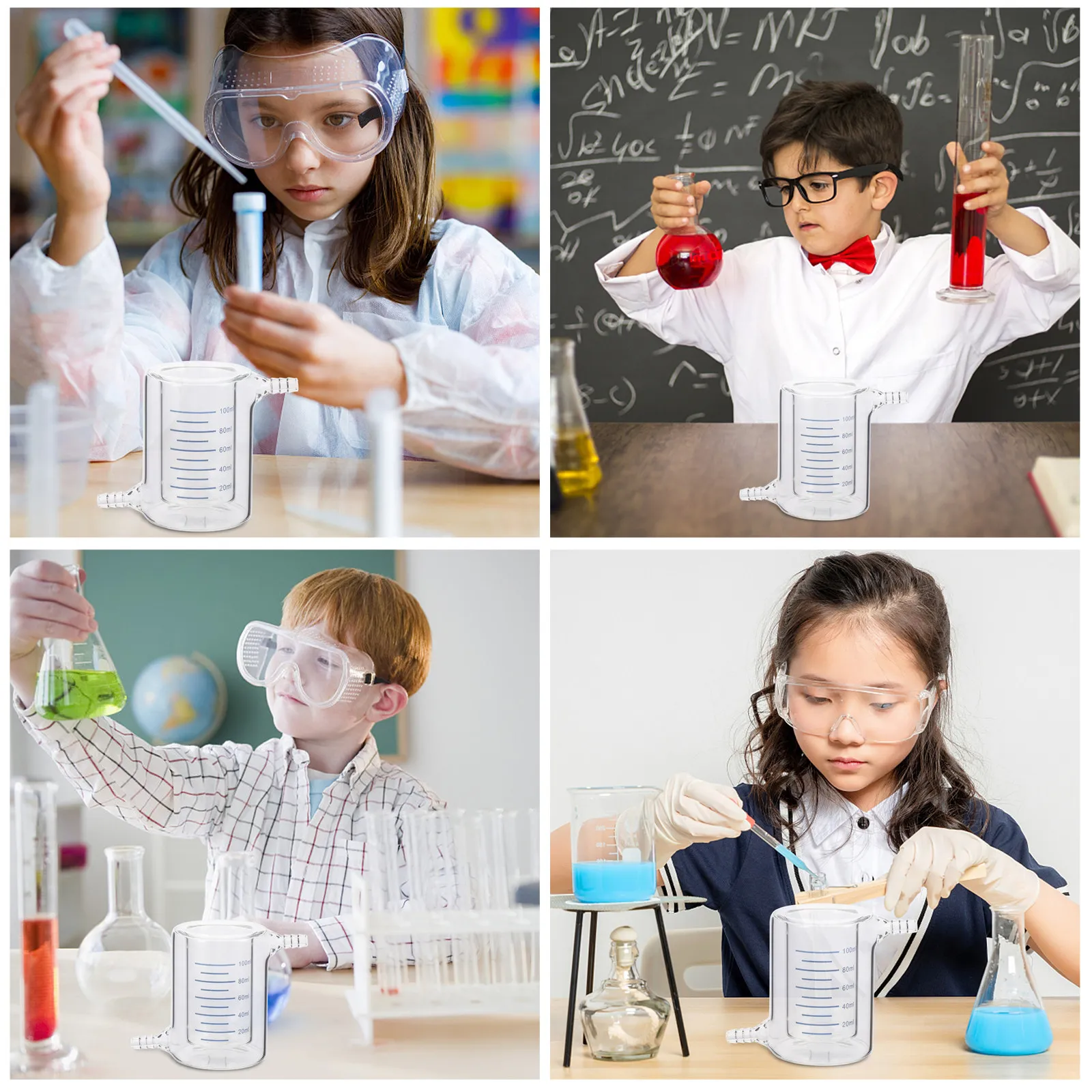 1Pcs Double Layer Borosilicate Glass Beaker Jacketed Laboratory Science Experiment Photocatalytic Reactor Measuring Cup