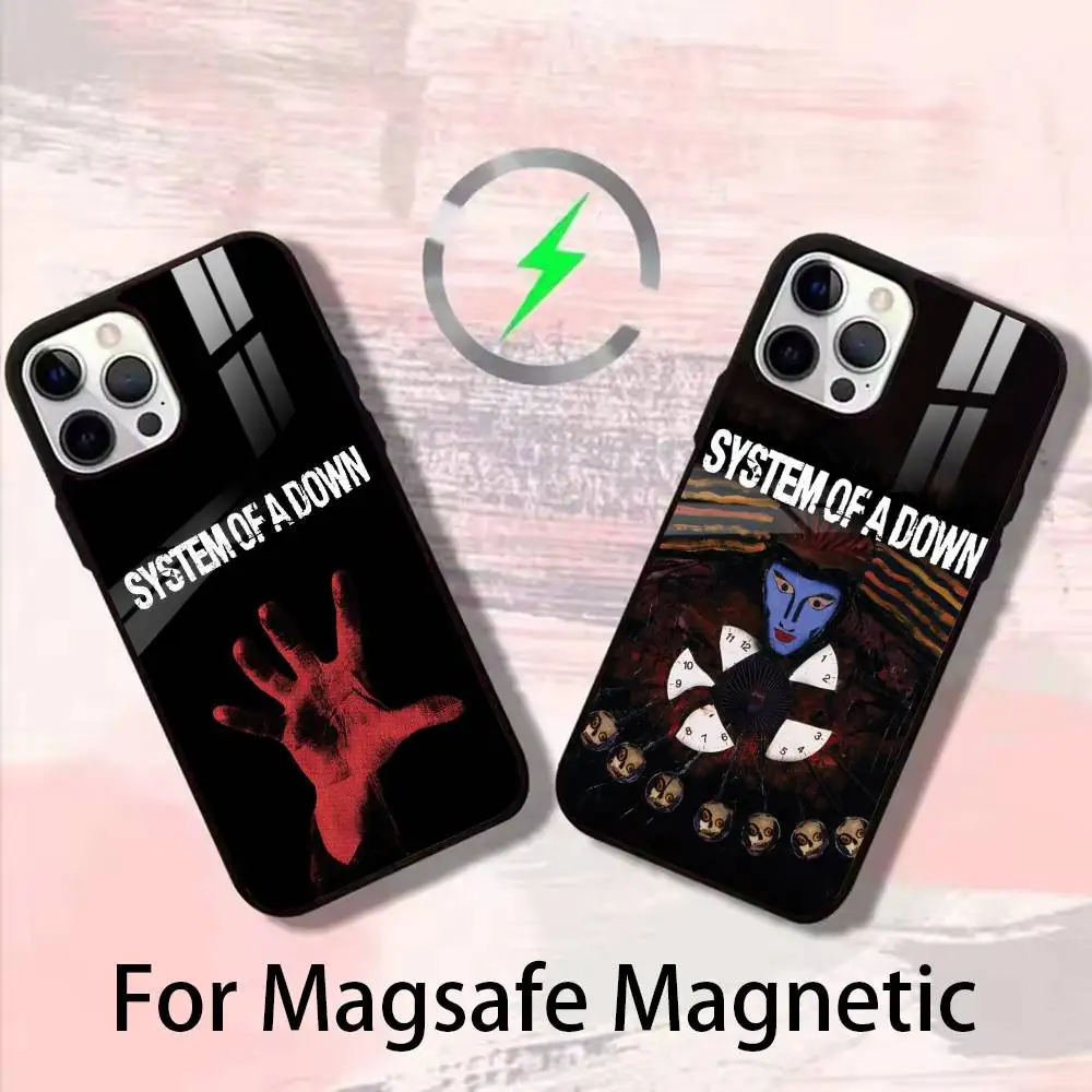 

System of a Down Band Phone Case For iPhone 17 16 15 14 13 12 Pro Max Plus for Magsafe Mirror Wireless Magnetic Cover