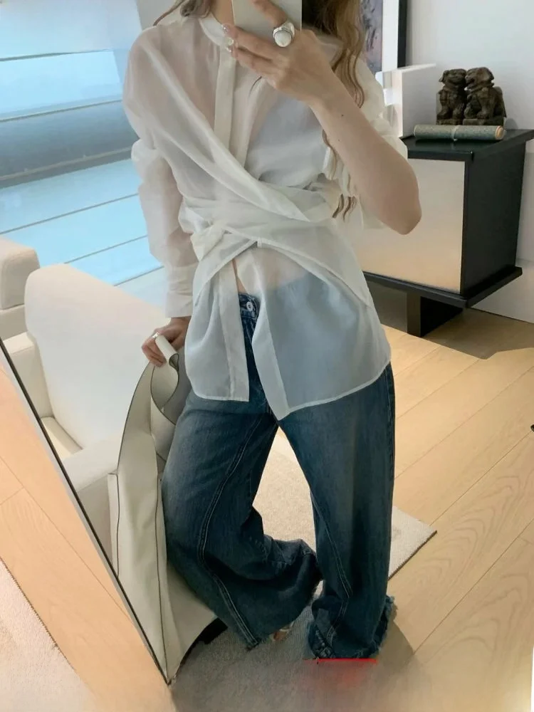 

Winni Celh25 Women's irt Loose Long Sve Foggy Sensation Mysterious Design Commute Sle Copper Ammonia Fiber Blend