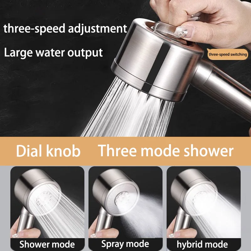 

Ручная душевая лейка для ванной комнаты с большим объемом воды, из нержавеющей стали 304, с функцией повышения давления, комплект для душа