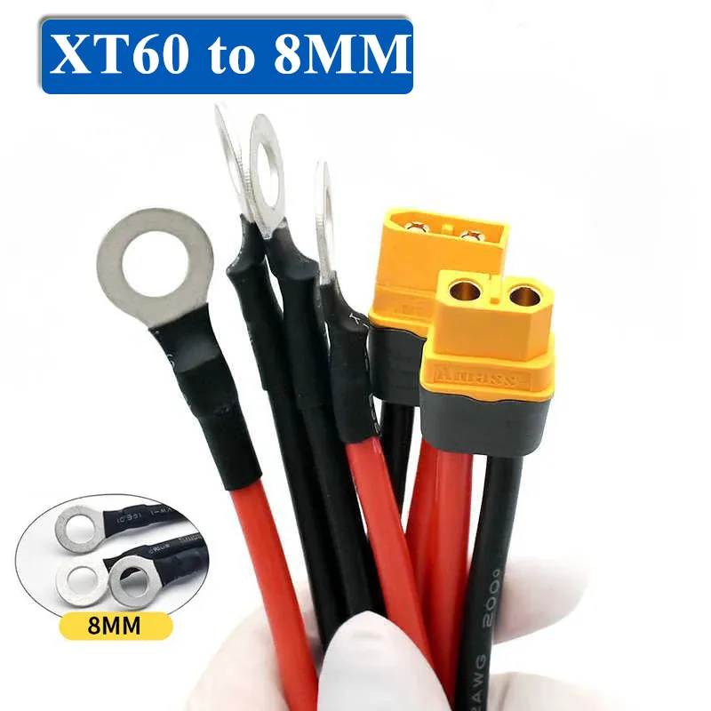 XT60 Modellflugzeugstecker auf 8 mm Kupfer-Nasendraht, männlich, weiblich, Stecker auf O-Typ-Anschluss, Anschlusskabel für Elektrofahrzeuge
