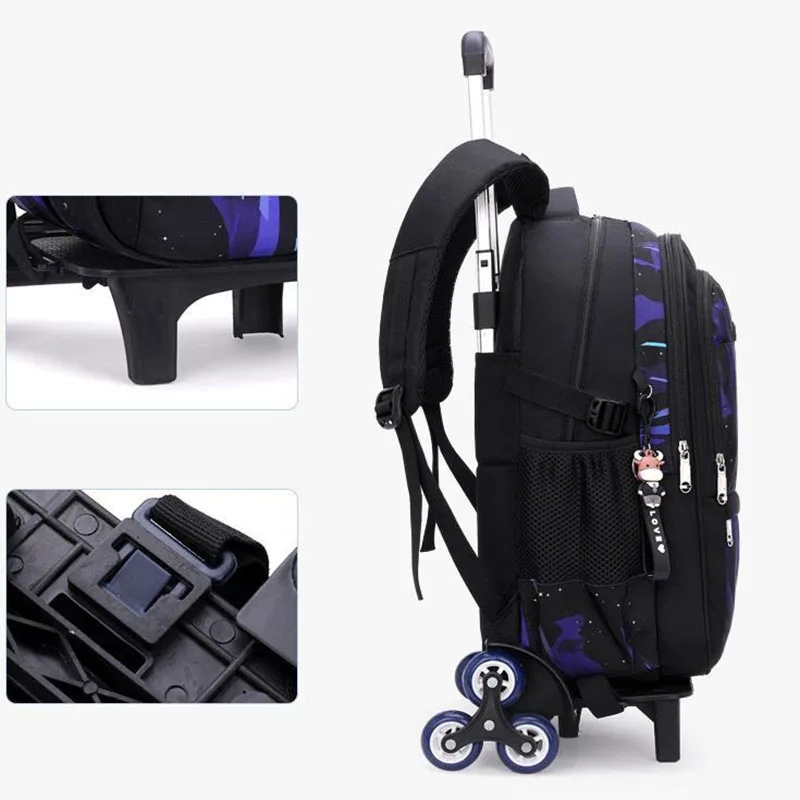 Waterproof School Bags for Boys Trolley Schoolbag Kids\' Luggage Book Bags Men Backpack with 6 Wheels Stairs Mochila Escolar Sac