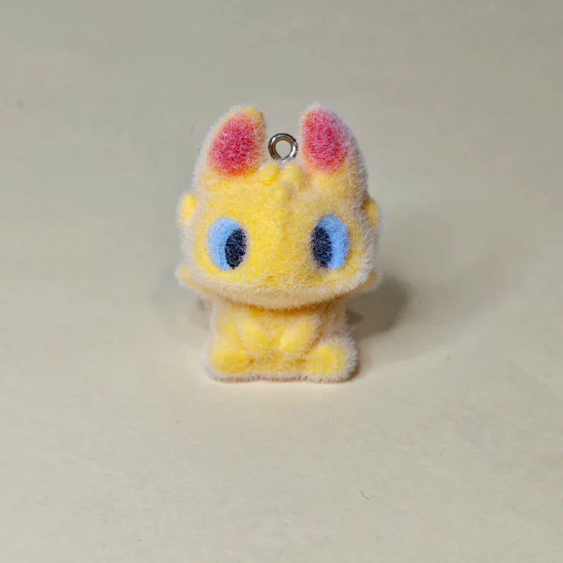 20pcs 3D Flocking Resin Colourful Dinosaurs Cartoon Animal Charms For Keychain Necklace Earnings Making DIY Jewelry Accessories