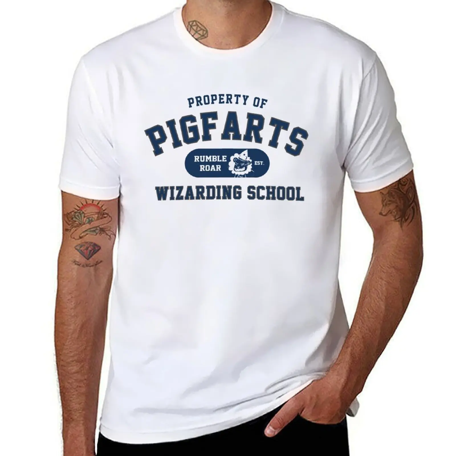 

Starkid: Pigfarts wizarding school (blue) T-Shirt black cotton t-shirt plain for man package t shirts for man cotton T-Shirt