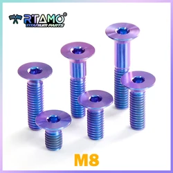 RTAMO Titanium Alloy Bolt M8x10/12/15/20/25/30/35/40/45/50/60/70 1.25Pitch Hex Countersunk Screw for Motorcycle Bike Refit(1pc)