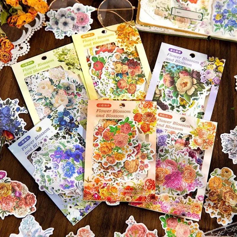 

20 sheets Scrapbooking Supplies Colorful artistic plants and flowers Decorative Stationery Sticker multi styles 6 Choices