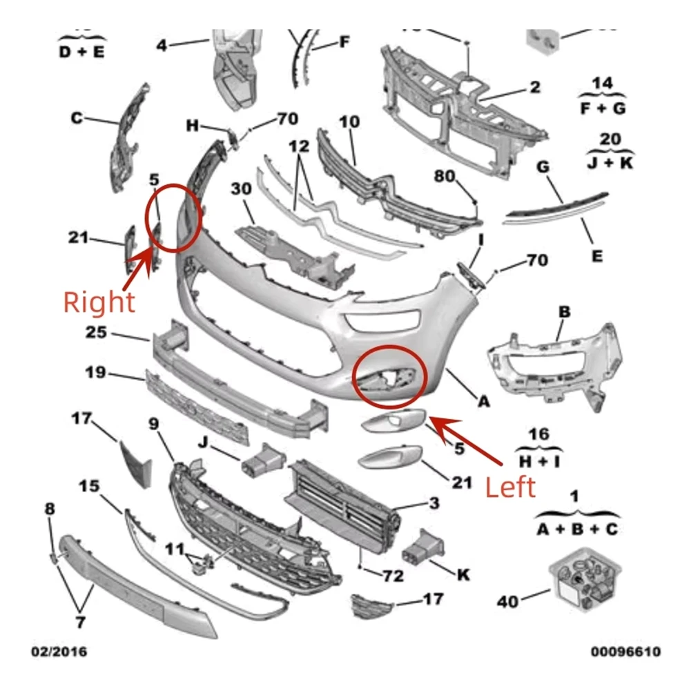 

Front Fog Lamp Frame Cover Fog Light Trim Bezel Cap For Citroen C4 Picasso Mk2 7 Seat 2013-2016-A97E