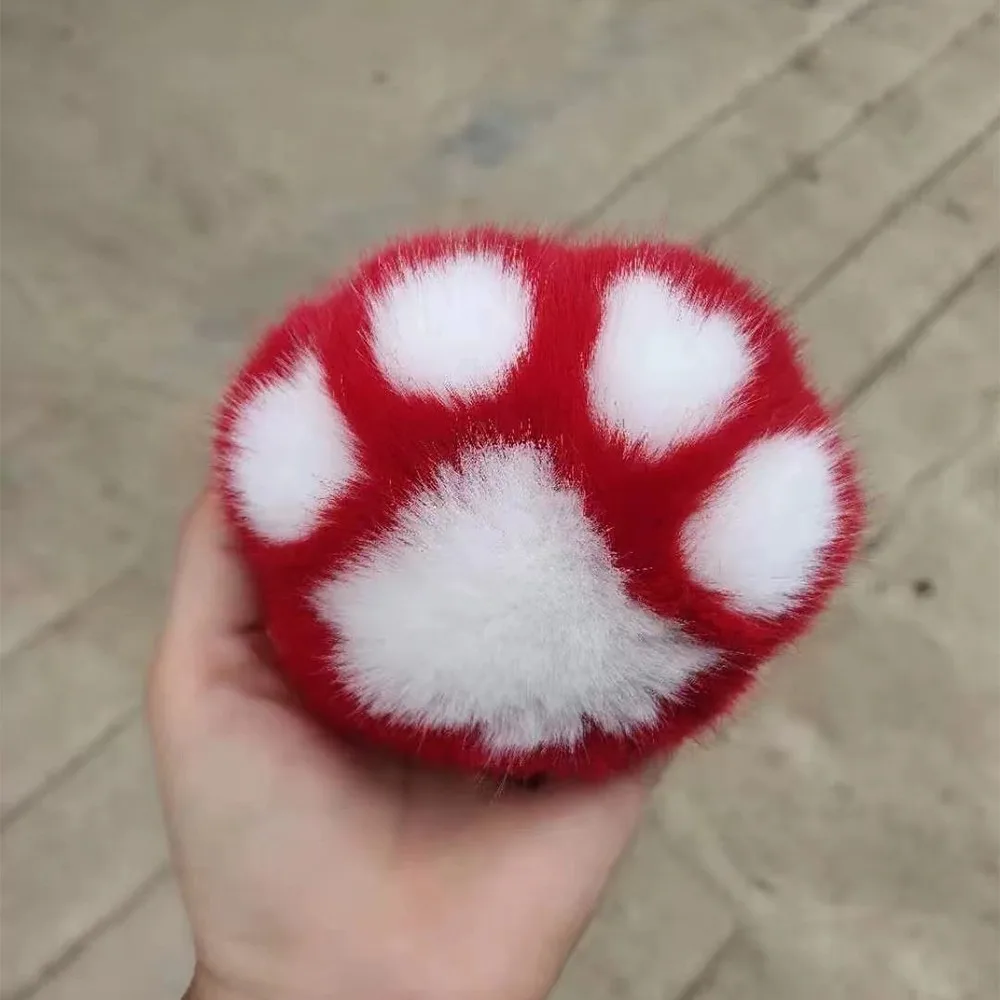 Kawaii Cute Cat Paw Keychain Animal Paw Soft Faux Fur Keychain Fluffy Couple Keychain Valentine's Day
