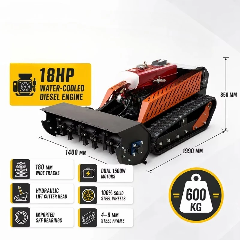 18HP 4-Stroke Water Cooled  Remote Control Brush Cutter with 300M Range for Industrial DIY Orchard Roadside Grass Clearing