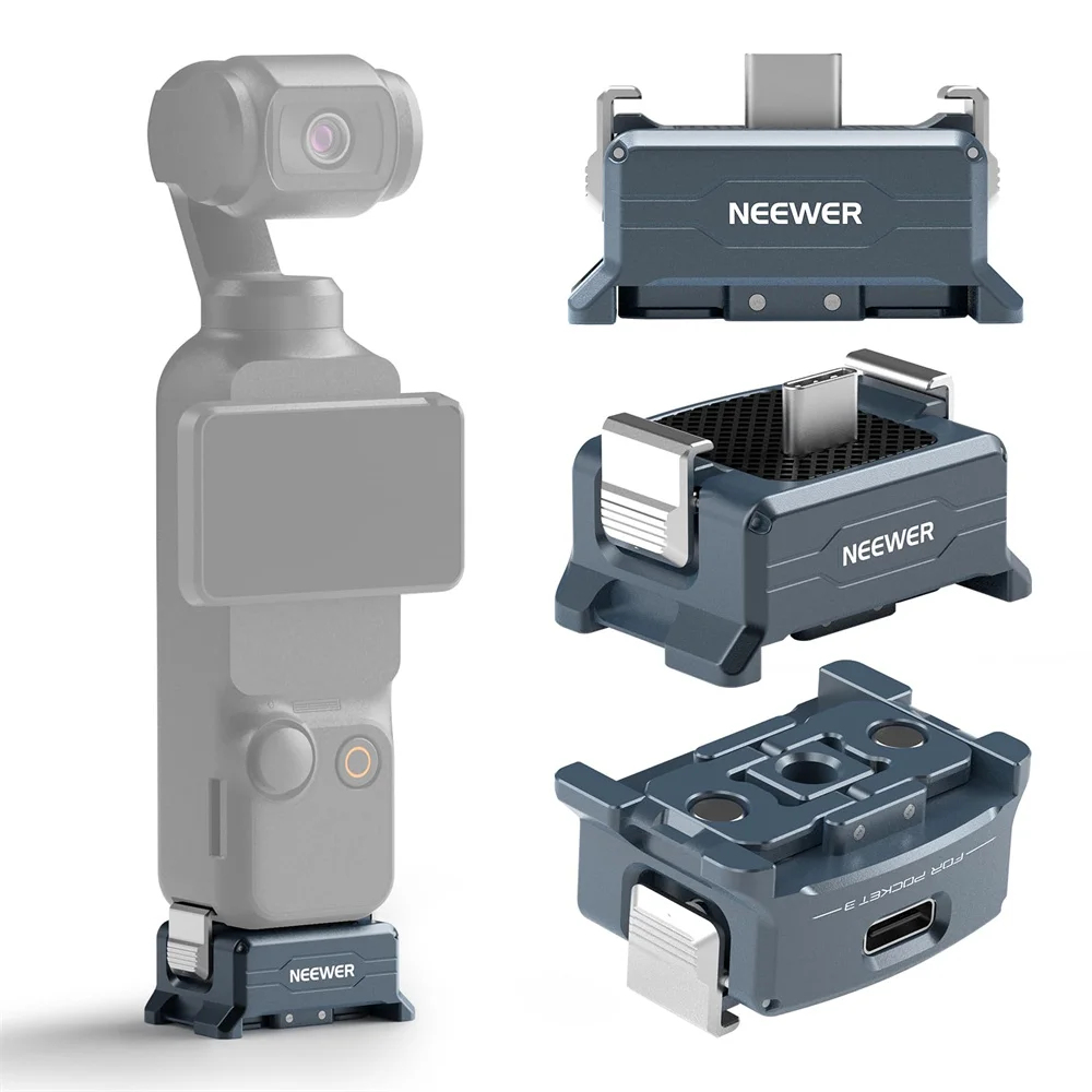 NEEWER Soporte magnético para cámara para DJI Osmo Pocket 3 Base adaptadora de carga plegable con accesorios para Cámara de Acción Arca de 1/4"